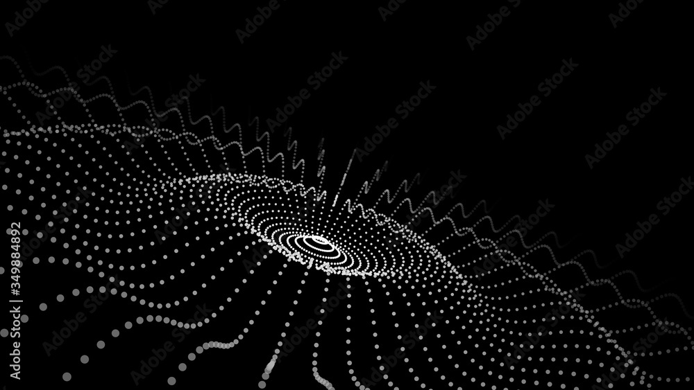 Wall mural futuristic vector illustration. wave of particles. abstract background with a dynamic wave. artifici