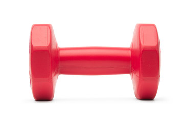 Red dumbbell isolated on white background with clipping path.