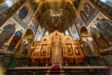 Fototapeta na wymiar Interior in church of Saviour on Spilled Blood in Saint-Peterburg in Russia