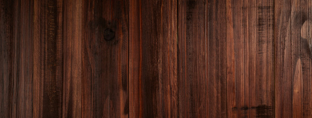 Wood texture banner background, wooden table top view with copy space.