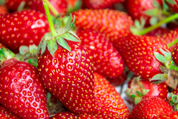 Beautiful , juicy and fresh red strawberries