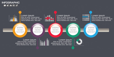 Timeline Infographic chart with many color. Vector design template.