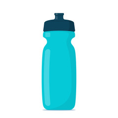 Sports plastic water bottle. Water tank for sports in the gym and Cycling. Flask of water. Vector illustration in flat style.