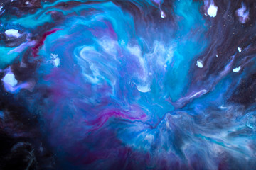 Abstract blue and purple paint background. Highly-textured oil paint.