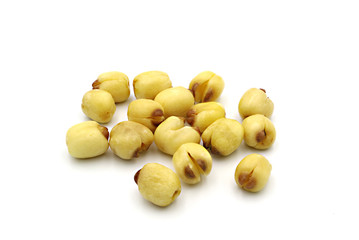 Lotus seeds isolated on white background.