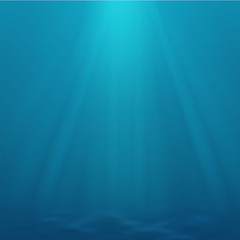 Underwater ocean background. Blue underwater vector illustration