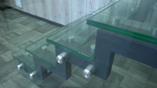 Modern glass staircase made of durable and high quality material. Glass staircasein modern home interior