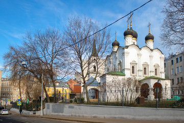 Naklejka premium MOSCOW, RUSSIA - FEBRUARY 22, 2020: Church of the Holy Equal-to-the-Apostles Prince Vladimir in the Old Gardens. District of Ivanovo Hill