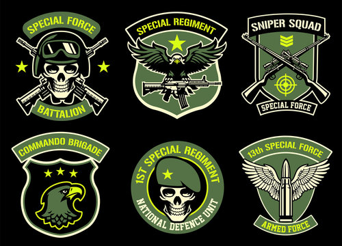 set bundle of military badge