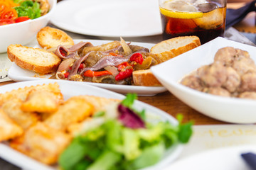 delicious mediterranean food in menorca (balearic islands, spain). Selective focus.