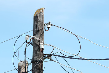
Electric pole with many wires