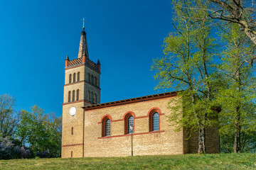 The historical village church in Petzow, Brandenburg, Germany