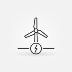 Wind Power or Energy vector concept icon or logo in thin line style