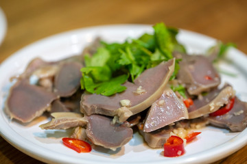 Taiwanese food traditional snack smoked goose gizzard
