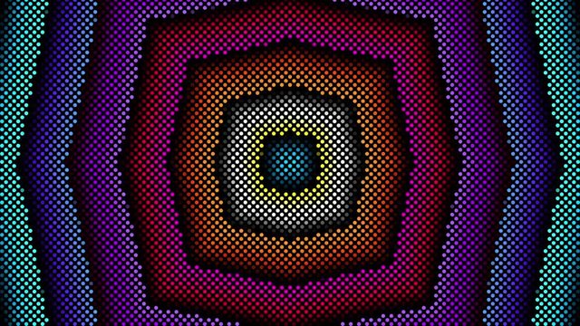Abstract futuristic background with moving small circles. Grunge datamosh effect. Animated looping footage.