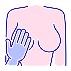 Sexual bullying color line icon. Woman harassment and violence. Isolated vector element. Outline pictogram for web page, mobile app, promo.