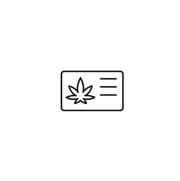 Cannabis ID Membership Card Simple Thin Line Icon Vector Illustration