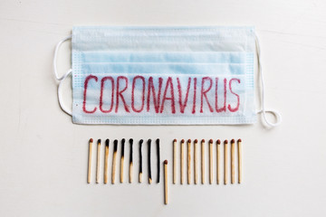 burn out of matches and medical mask
