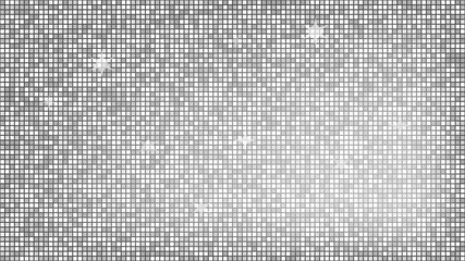 Abstract background silver mosaic. Background foil metallic texture. Festive vector illustration. Mirror mosaic vector illustration. Banner element. Party backdrop. Christmas banner. Disco decoration. - obrazy, fototapety, plakaty