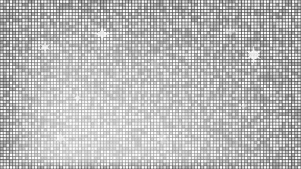Abstract background silver mosaic. Background foil metallic texture. Festive vector illustration. Mirror mosaic vector illustration. Banner element. Party backdrop. Christmas banner. Disco decoration.