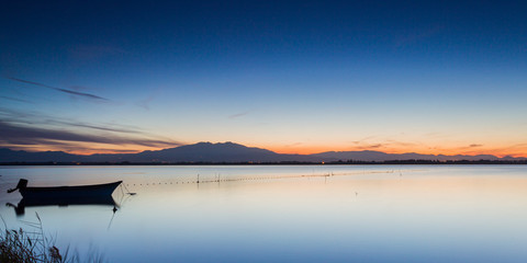 Canet en Roussilon's lagoon at sunset