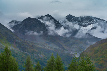 View in Austrian alps. Grossglockner mountain pass