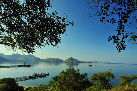 View of Loh Liang Jetty From the top of Fregate Hill on Komodo National Park, Indonesia.