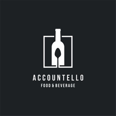 Bottle and spoon vector. Dining Restaurant logo design