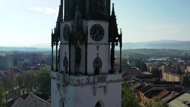 Aerial view of the church in Spisska Nova Ves, Slovakia