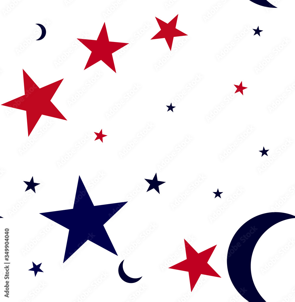 Poster random vector seamless pattern in stars.
