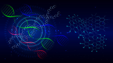 DNA molecules for Hi-tec interface blue abstract digital technology ,vector illustration