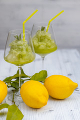 still life with lemon mint sorbet