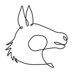 Cute and friendly dog ​​is drawn in one line. Suitable for dog shelter logo, dog food, greeting cards. Icon for web. Vector illustration.