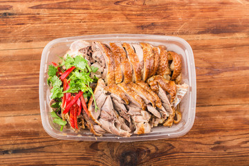 A box of takeaway brine goose