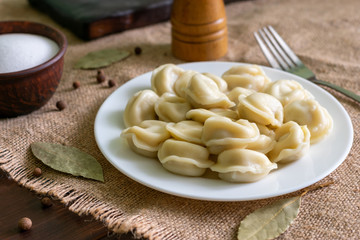Homemade dumplings in a rustic style.