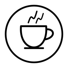 A cup of coffee in a circle on white background. Flat illustration. 