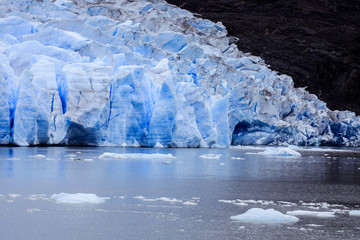 Close up View to the Grey Glacier, the Southern Patagonian Ice Field, near the Cordillera del Paine, Chile