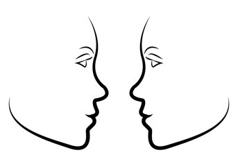 Silueta del rostro de una mujer sobre fondo blanco.