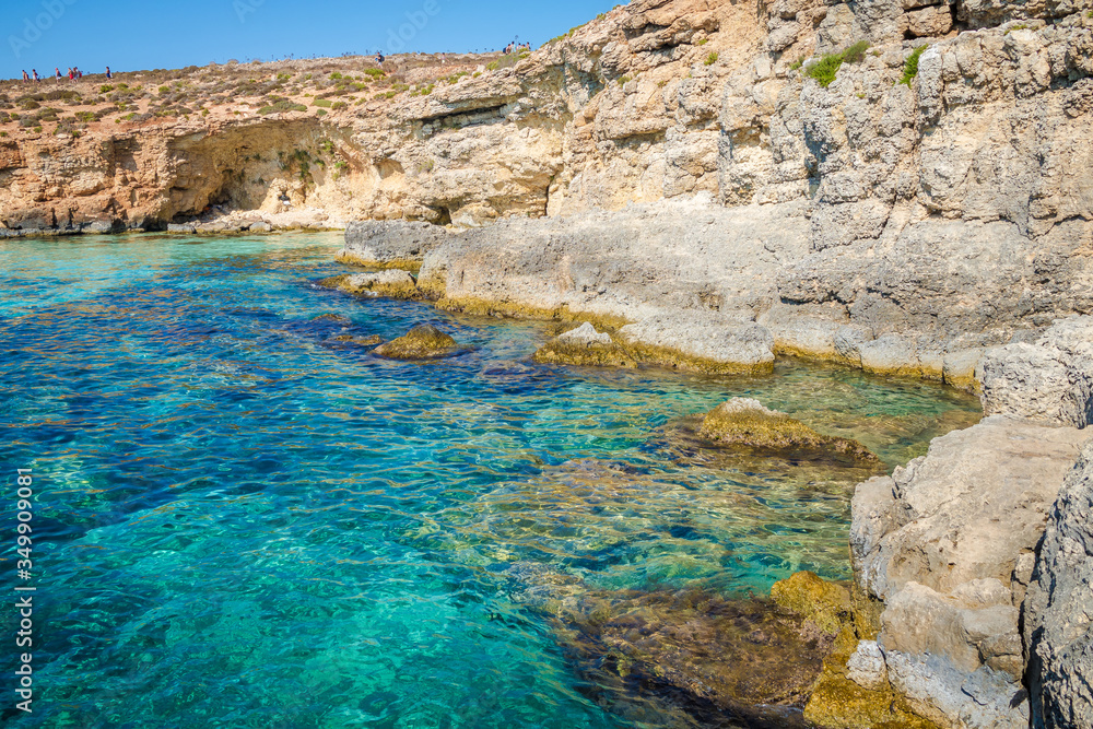 Wall mural beautyful scorch of blue lagoon malta comino island peaceful place for turism in the mediterranean s