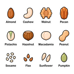 Nuts and seeds icons