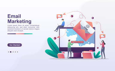 Landing page template of email marketing in gradient effect style