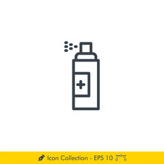 Hand Sanitizer (Disinfectant Spray) Icon / Vector - In Line / Stroke Design
