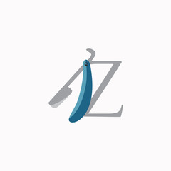 logo letter z with Shaver barber vector design	