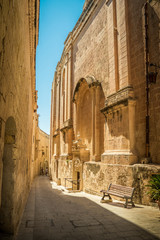 Streets of Mdina Malta Golden hour of a fabulous city with strong heritage and atmosphere of fantasy ethernal town