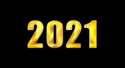 2021 inscription in gold numbers on a black background. Happy New Year. illustration