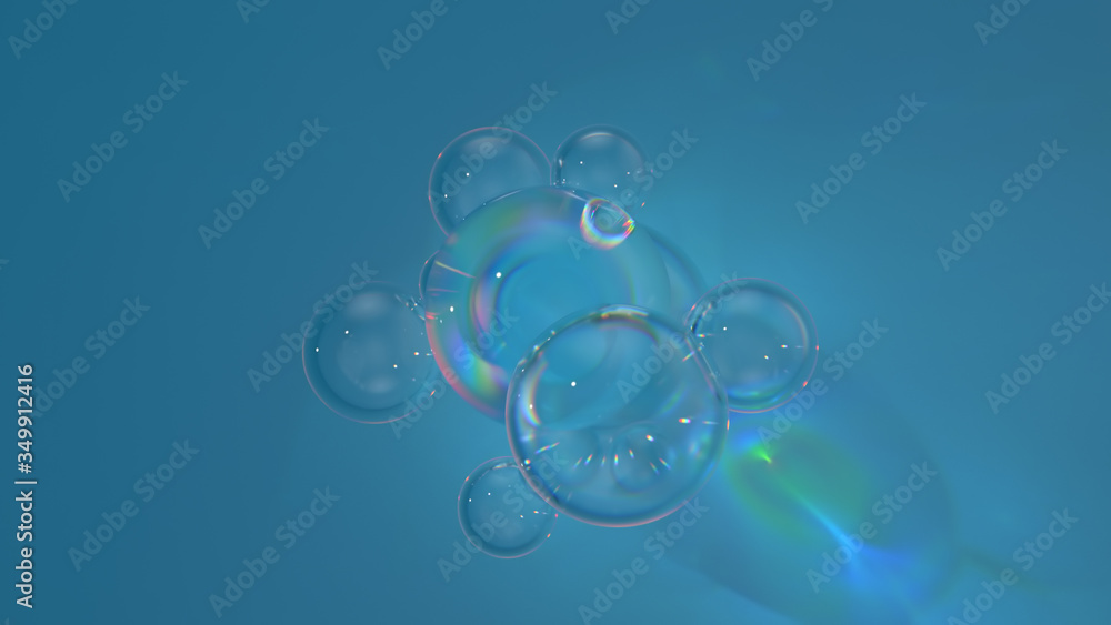 Aufkleber ..3d render of glass shape with realistic caustics on blue background. light refraction effect.