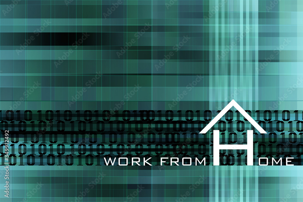 Poster work from home background. wfh lifestyle depends on digital technology of computer internet network.