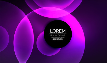 Glowing neon shiny transparent abstract geometric shapes with light effects. Techno futuristic vector abstract background For Wallpaper, Banner, Background, Card, Book Illustration, landing page