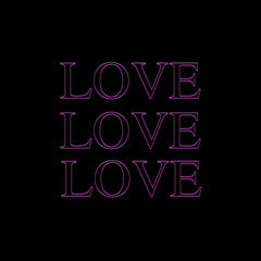 Inscription love on a dark background, feelings, emblem, logo vector illustration
