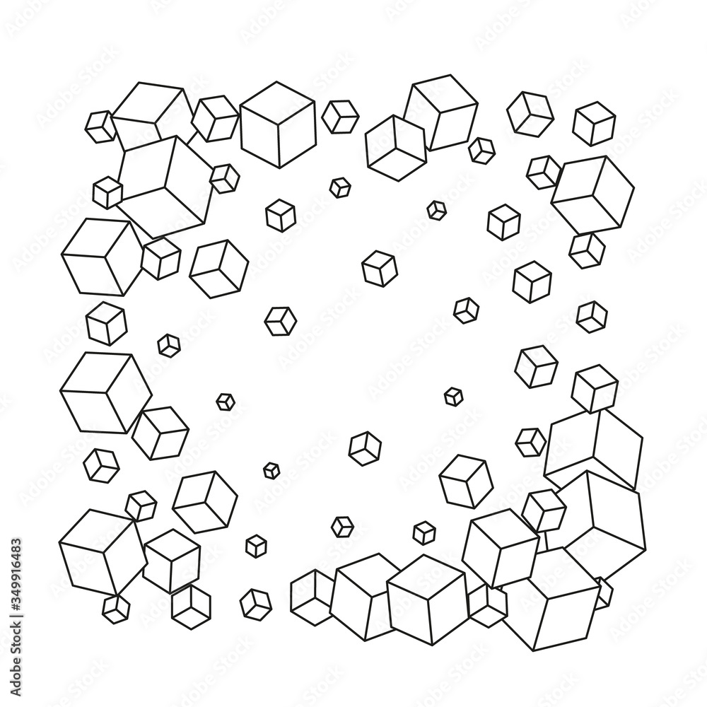 Poster vector abstract background with cube cell. modern technology illustration with square mesh. digital 